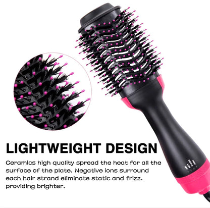 Women Hair Dryer Brush Hair Dryer Straightener Curler Massager 4 In 1 Rapid Warming One Step Volumizer Hot-Air Hair Brushes