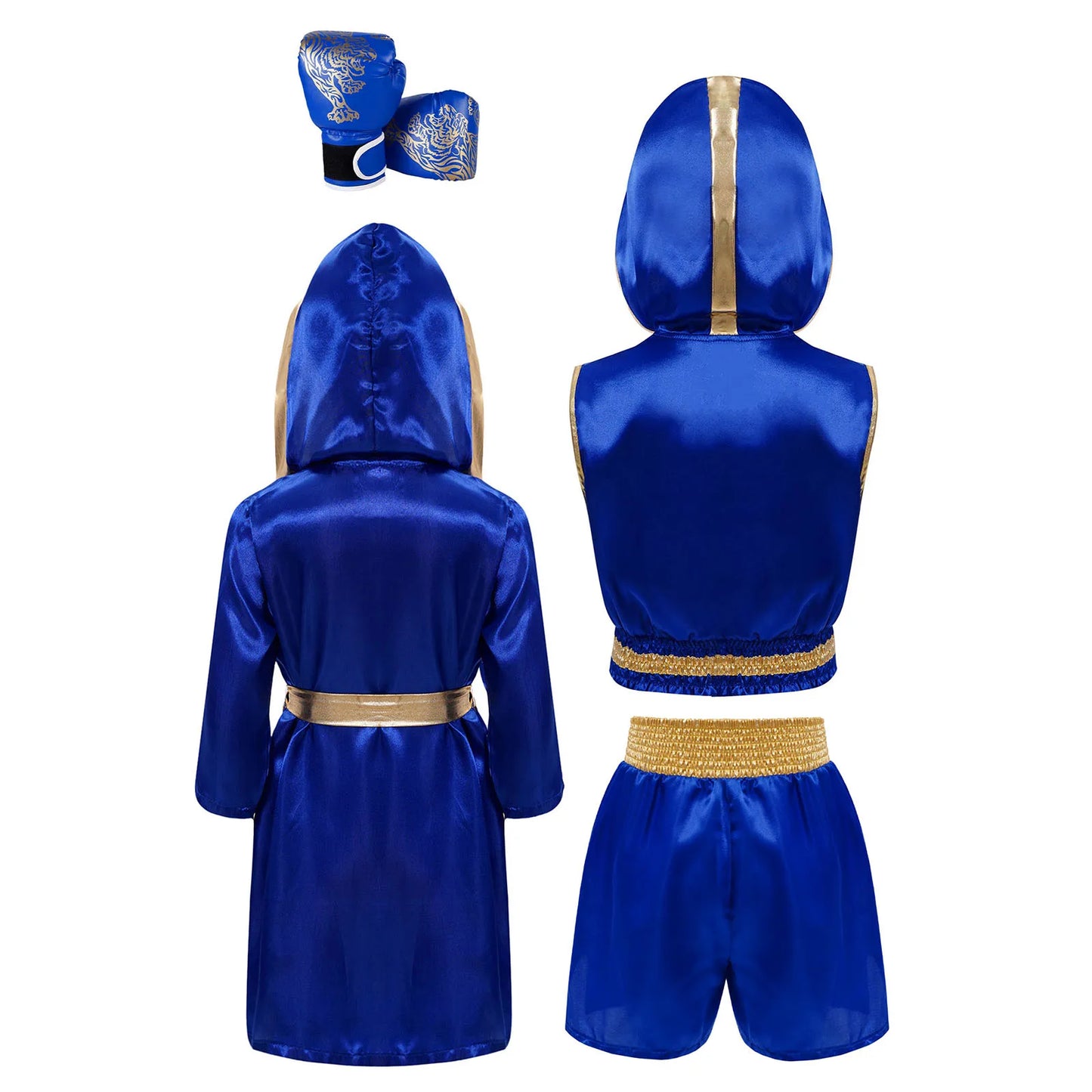 Children's Outfit Boys Robe Kids Muay Thai Fight Grappling Boxing Outfit Boxer Gloves Jerseys Training Clothes Martial Arts Sets