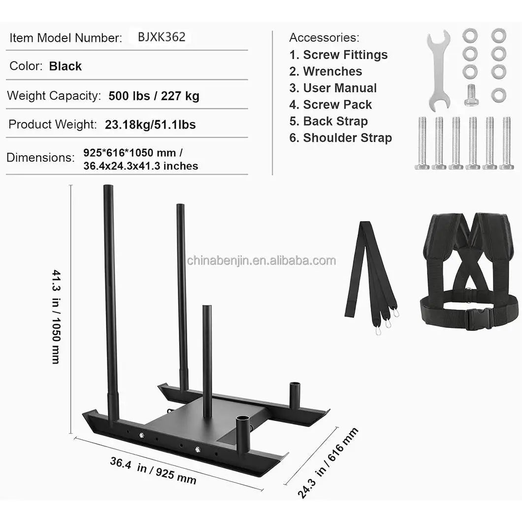 Fitness Equipment Shoulder Harness Gym Pull Sled Drag Speed Weight Training