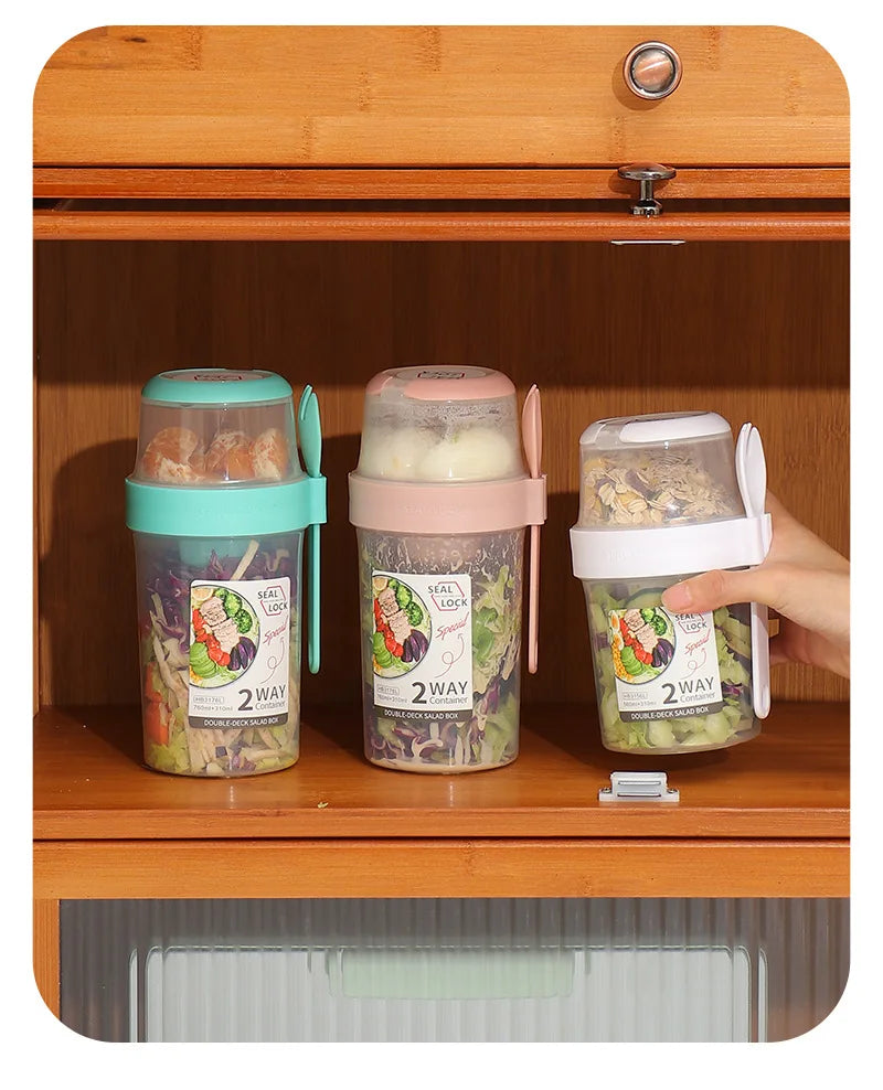 Carry Breakfast Cups, Salad Cups, Yogurt Cereal, Oatmeal Snacks, Parfait Containers and Salad Dressing Holders with Forks!