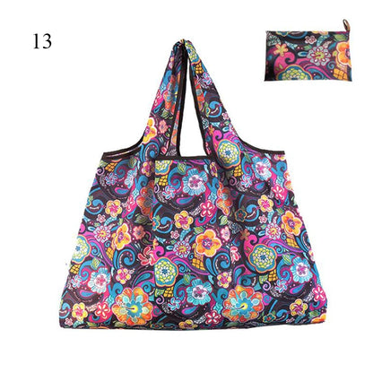Eco-Friendly Printing Foldable Shopping Bag Tote Folding Pouch Handbags Convenient Large-capacity Thick For Travel Grocery Bag