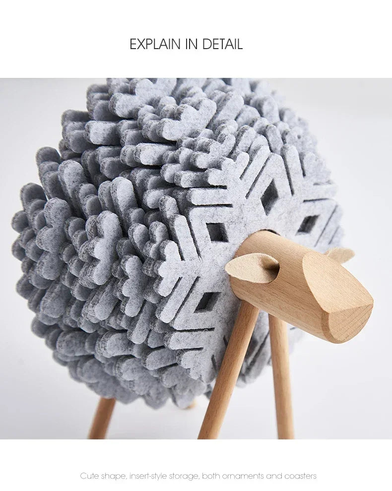 Creative Insulated Coaster Deer Shaped Beverage Coaster Sheep Felt Coaster Water Absorbing Home Office Desk Decorative Ornament