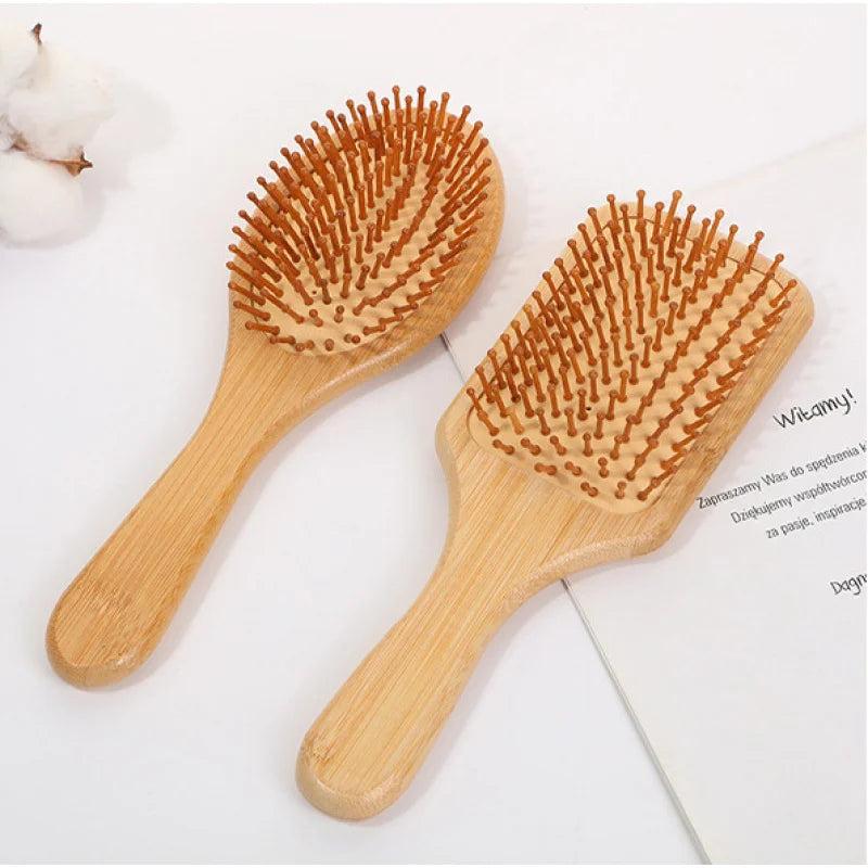 Eco-friendly Bamboo Hair Comb Natural Wooden Anti-Static Detangling Comb Scalp Massage Cushion Hair Styling Tool Unisex
