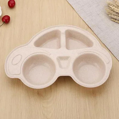 Cartoon Car Shape Environmentally Separated Child Food Plates, Toddler Infant Baby Dishes, Kids Dinnerware Tableware Tray