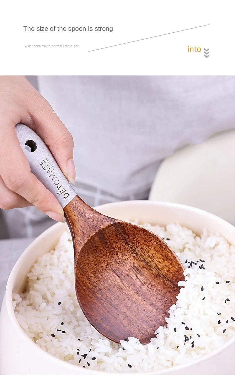Solid Wood Cooking Tool Set Eco-friendly Teak Spatula Rice Scoop Environmental Protection Tableware Household ковшик кухонный