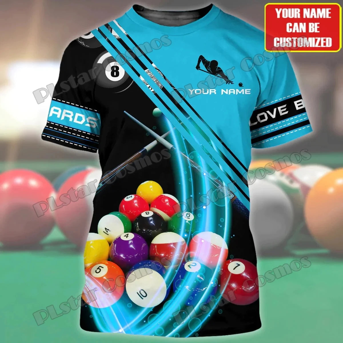 Billiard Player Personalized Name 3D All Over Printed Men's T-shirt Summer Unisex Casual t shirt Gift For Billiard Lover TX-185