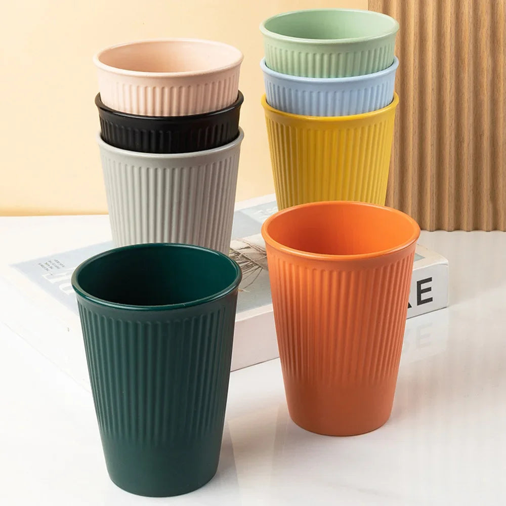 Eco-Friendly Wheat Straw 6Pcs/Set Unbreakable Multi-Purpose Drinking Cups Biodegradable Round Toothbrush Cup BPA-Free