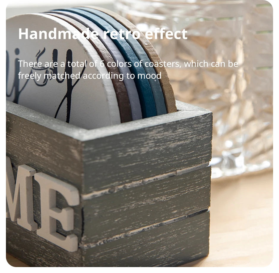 Home Love Wooden Set Lnsulated Coasters Kitchen Tableware Anti Scald And Household Use Cup Trays Decor Accessories