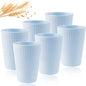 Eco-Friendly Wheat Straw 6Pcs/Set Unbreakable Multi-Purpose Drinking Cups Biodegradable Round Toothbrush Cup BPA-Free