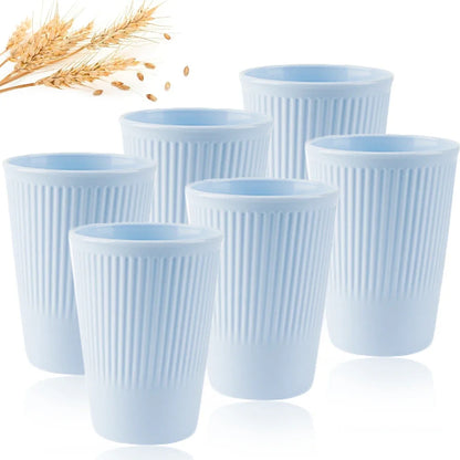 Eco-Friendly Wheat Straw 6Pcs/Set Unbreakable Multi-Purpose Drinking Cups Biodegradable Round Toothbrush Cup BPA-Free