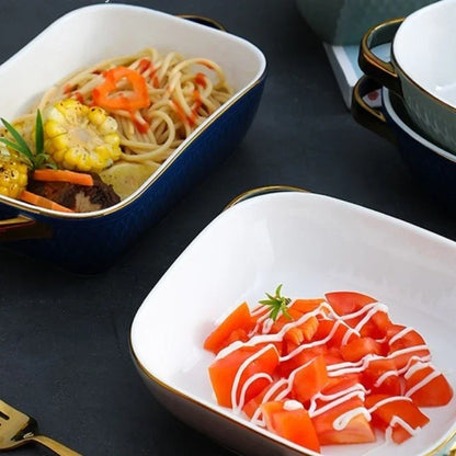 Baking Tray, Rectangle Oval, Ceramic Glaze, Baking Pan, Barbecue Salad Plate, Oven Kitchen Ware