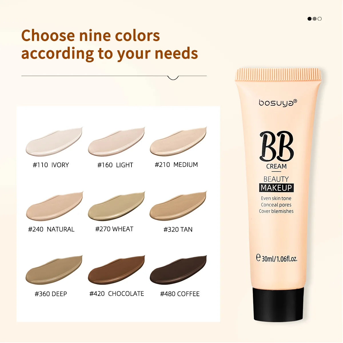 30ml Beauty BB Cream Foundation,Liquid Concealer,Long-Lasting Moisturizing Waterproof,Not Easy to Remove Makeup,Full Coverage