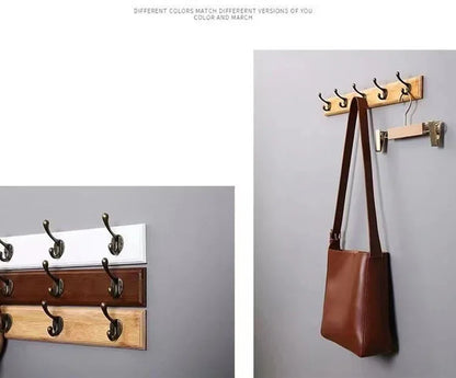 Bedroom Door Rear Solid Wood Hook Wall Hanger Hook Coat Rack Perforated Clothes Hook Closet Organizador Home Decoration