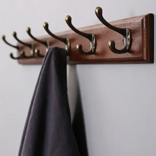 Bedroom Door Rear Solid Wood Hook Wall Hanger Hook Coat Rack Perforated Clothes Hook Closet Organizador Home Decoration