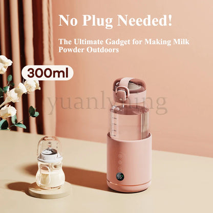 300ml Thermostatic Water Cup for Baby Smart Portable Baby Warm Bottle with Temperature Display USB Charge Wireless Heating Cup