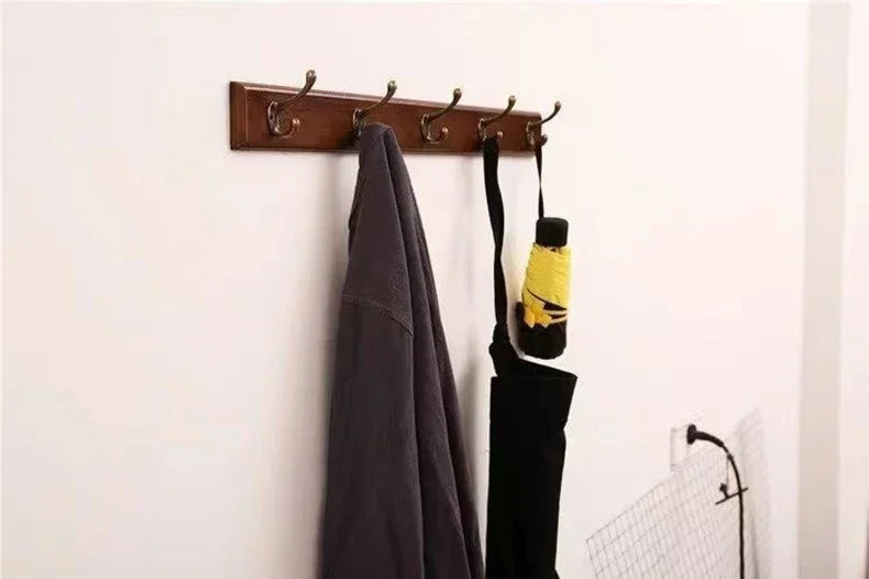 Bedroom Door Rear Solid Wood Hook Wall Hanger Hook Coat Rack Perforated Clothes Hook Closet Organizador Home Decoration