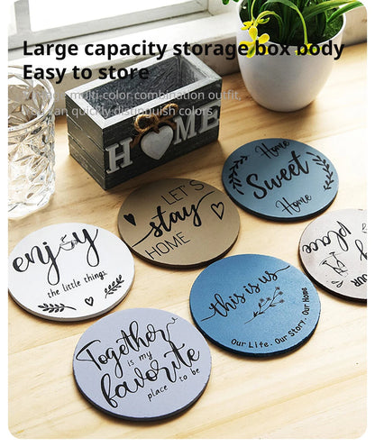 Home Love Wooden Set Lnsulated Coasters Kitchen Tableware Anti Scald And Household Use Cup Trays Decor Accessories