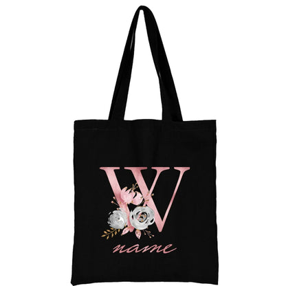 Custom Free Name Canvas Bags Women Shoulder Bag Handbags Pink Letter Beach Bags Tote Casual Woman Grocery Eco Shopping Bag