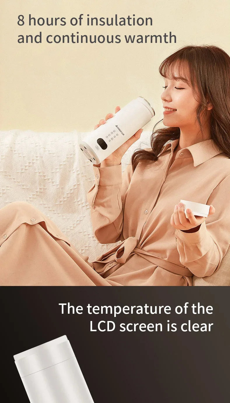 400ml Portable Smart Water Bottle Stainless Steel Thermos Temperature Display Leakproof Vacuum Flasks Coffee Cup Milk Mug