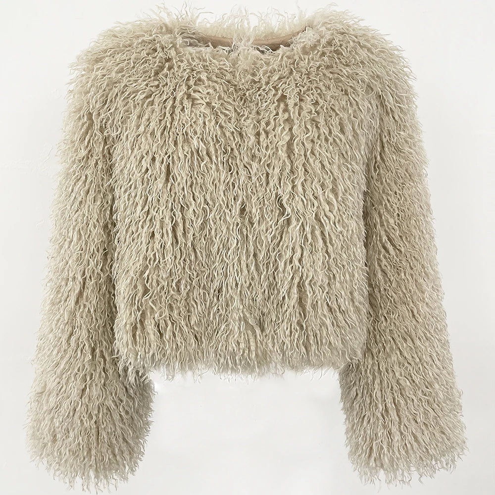 Fur Coat Eco-friendly Fur Jacket New Style Solid Color Women Clothing Cropped Jacket Direct From Manufacturer Eco-friendly Fur