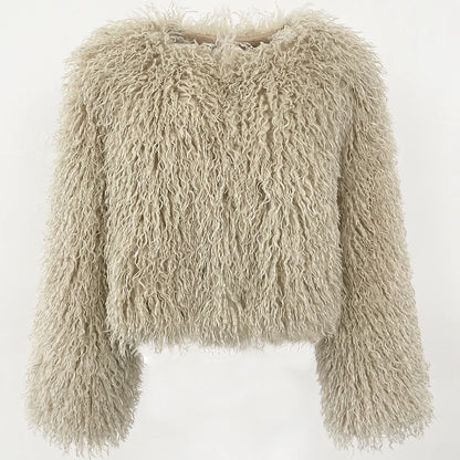 Fur Coat Eco-friendly Fur Jacket New Style Solid Color Women Clothing Cropped Jacket Direct From Manufacturer Eco-friendly Fur