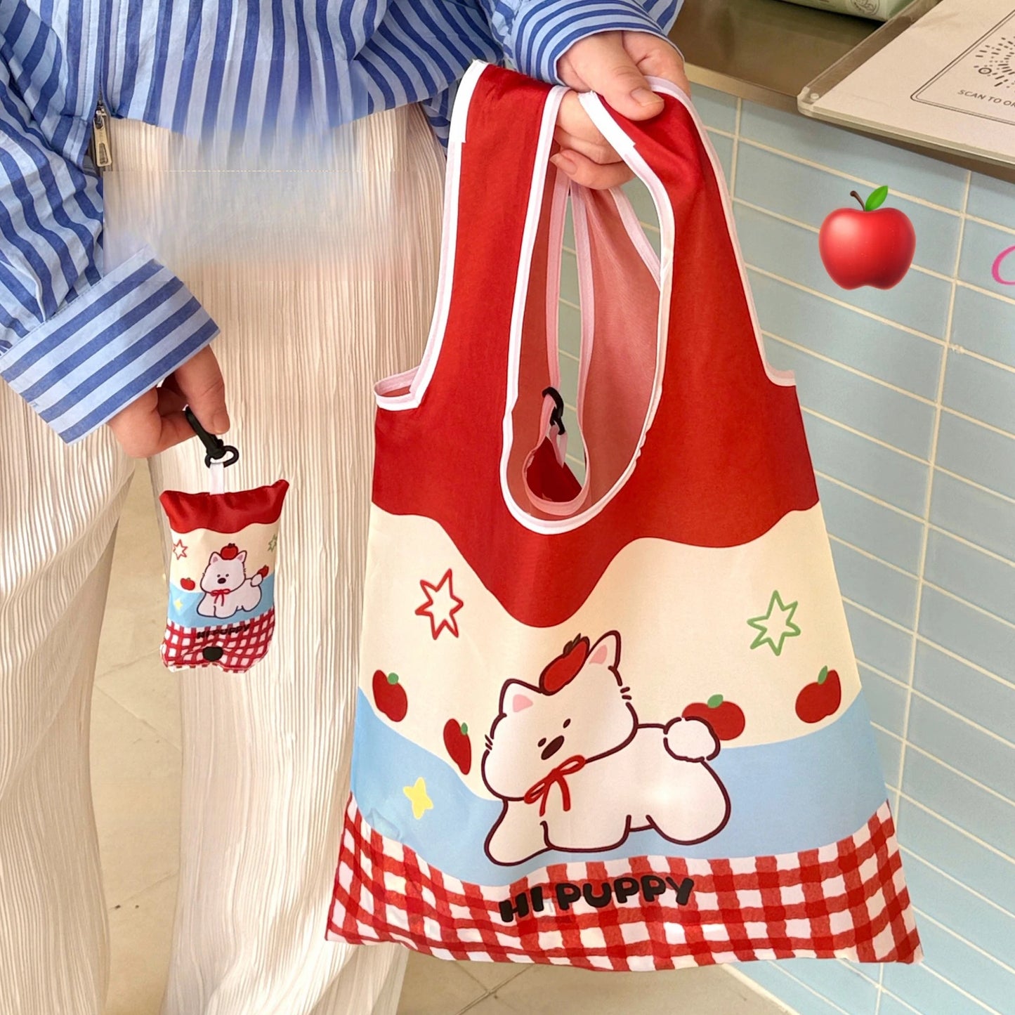 Supermarket Eco-Friendly Bag Cute Shopping Bag Large Capacity Foldable and Easy To Carry Bag Together