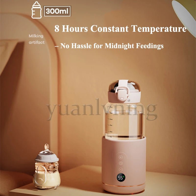 300ml Thermostatic Water Cup for Baby Smart Portable Baby Warm Bottle with Temperature Display USB Charge Wireless Heating Cup