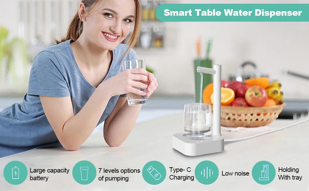 Desktop Water Bottle Dispenser Automatic Smart Electric Water Dispensers Rechargeable Portable Water Pump Bottle Barrel