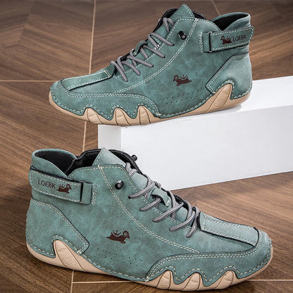 Boots for Men Casual High Top Sneakers Soft Sole Fashion Mens Slip-On Leather Driving Walking Shoes Comfort Luxury Ankle Boots