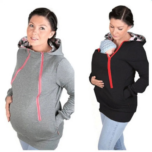 Baby Carrier Jacket Hoodies Maternity Clothes Autumn Winter Kangaroo Carry Baby Sweatshirts Hooded Warm Thick Overcoat Outwear