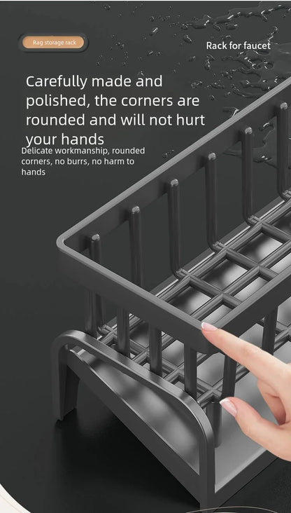 Kitchen Spice Storage Shelf with Drainage Rack, Installation Sink Organizer, Tap-Mounted Shelf for Home Kitchen Accessories