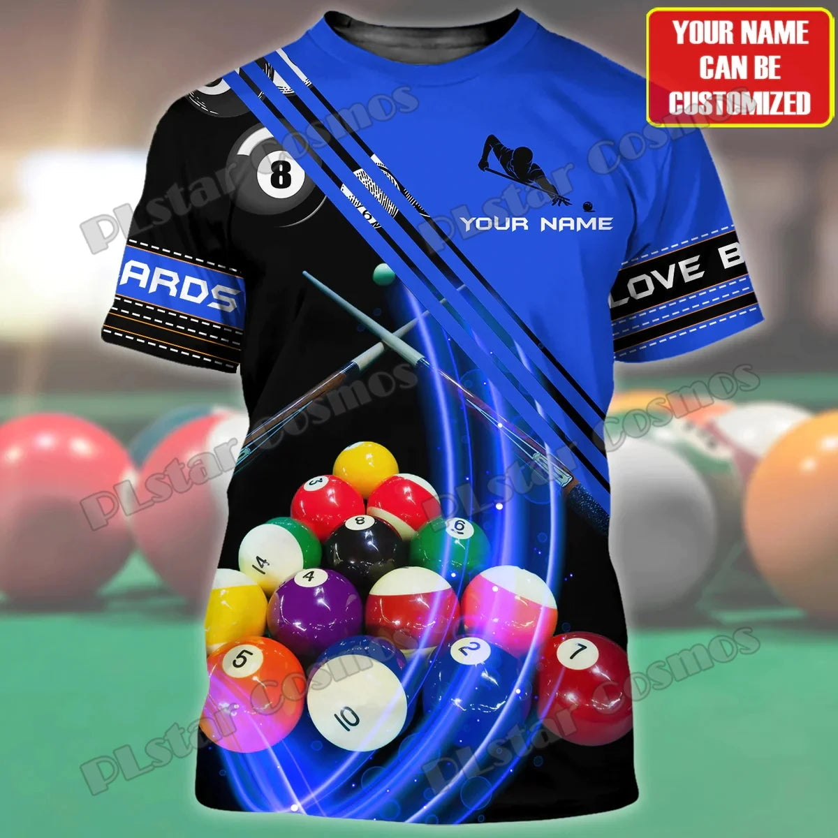 Billiard Player Personalized Name 3D All Over Printed Men's T-shirt Summer Unisex Casual t shirt Gift For Billiard Lover TX-185