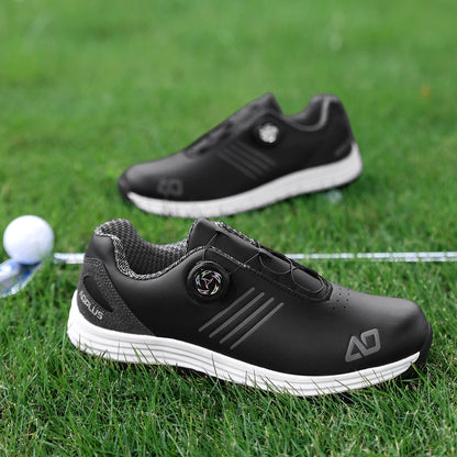 Men's Golf Shoes, New Style, Fashionable, Simple, Versatile, Solid Color, Waterproof Upper, Versatile, Stylish, Casual Sports Shoes for Men, Outdoor Youth Fashion, Men's Rotating Buckle Design, Thick Sole, Height-Increasing,