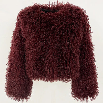Fur Coat Eco-friendly Fur Jacket New Style Solid Color Women Clothing Cropped Jacket Direct From Manufacturer Eco-friendly Fur