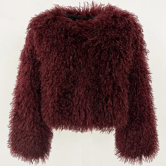 Fur Coat Eco-friendly Fur Jacket New Style Solid Color Women Clothing Cropped Jacket Direct From Manufacturer Eco-friendly Fur