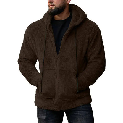 7 Color Option Men Fleece Hoodie Coats Autumn Winter Tie Collar Pocket Soft Flurry Fleece Zip Up Sweatshirt FYY-90090