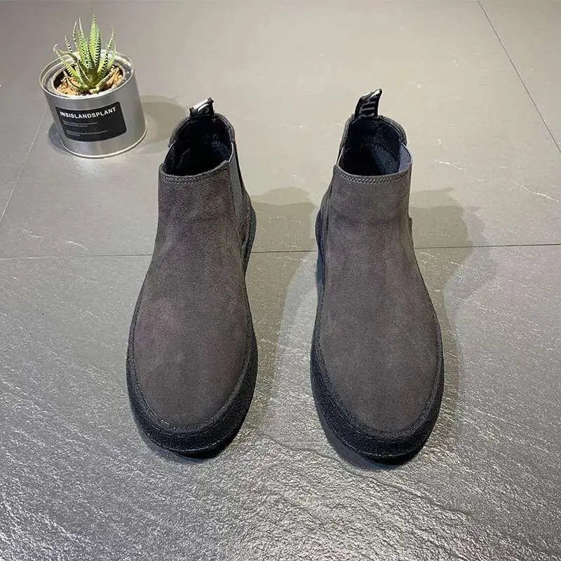 Men's Boots High Top Sneakers Designer Black Suede Short Boots Outdoor Slip on Casual Shoes Winter Platform Ankle Boots for Men