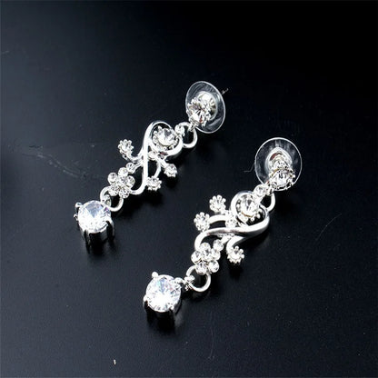 2pcs Simple Luxury Style Bridal Necklace Earrings Jewelry Set Wedding Dress Elegant Style Matched with Niche Accessories