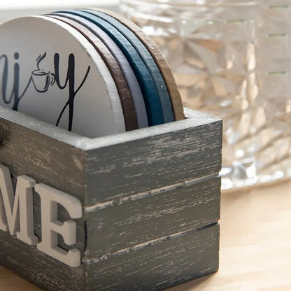 Home Love Wooden Set Lnsulated Coasters Kitchen Tableware Anti Scald And Household Use Cup Trays Decor Accessories