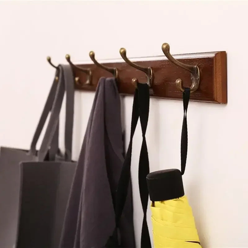Bedroom Door Rear Solid Wood Hook Wall Hanger Hook Coat Rack Perforated Clothes Hook Closet Organizador Home Decoration