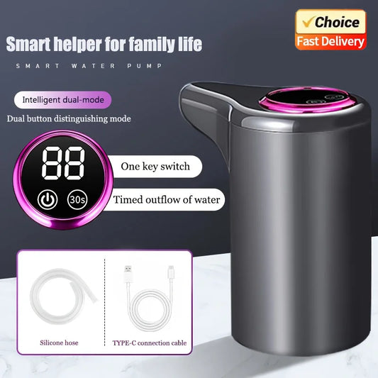 Smart Electric Water Pump Automatic USB Rechargeable Wireless Bottled Water Dispenser Pump for Home Office Travel Use