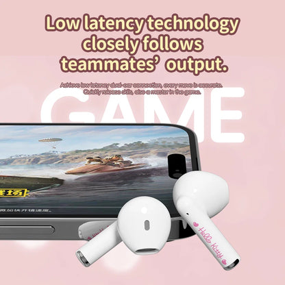EBL19 Tws Wireless Bluetooth Headset Transparent Case Cute Hello Kitty Design Stereo Sound Earphones for All Smartphones