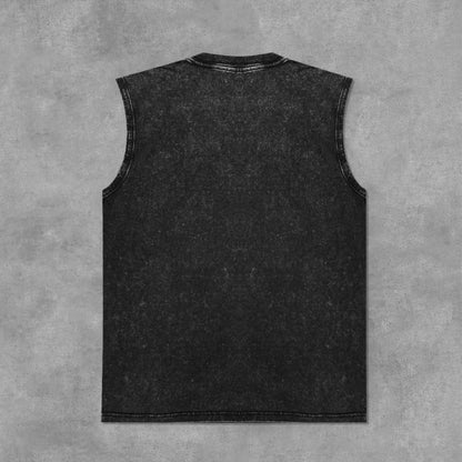 Men's Washed Tank Top Summer Running Exercise Fitness Training Vest For Men Braces T-shirtBreathable Gym Athletic Tees Oversized