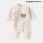 Bear Baby Jumpsuits with Hat Cotton Toddler Rompers for Boys Girls Long Sleeves Baby Onesies Soft Breathable One-Piece Pajamas
