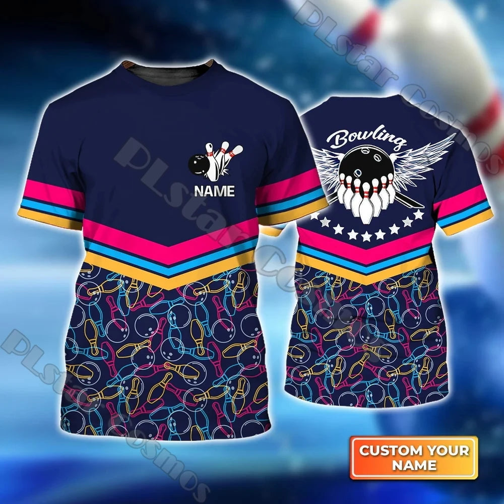 Summer Latest Mens t shirt Personalized Name Bowling Team 3D Full Printed Unisex Casual Tshirt Gift For Bowling Lovers DW206