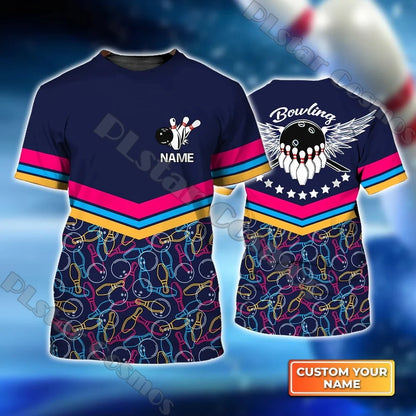 Summer Latest Mens t shirt Personalized Name Bowling Team 3D Full Printed Unisex Casual Tshirt Gift For Bowling Lovers DW206