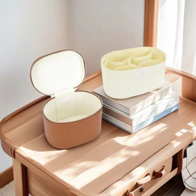 1pc 2025 New Multifunctional Travel Cosmetic Bag - PU Leather Luxury Logo Makeup Organizer Portable Toiletry Pouch