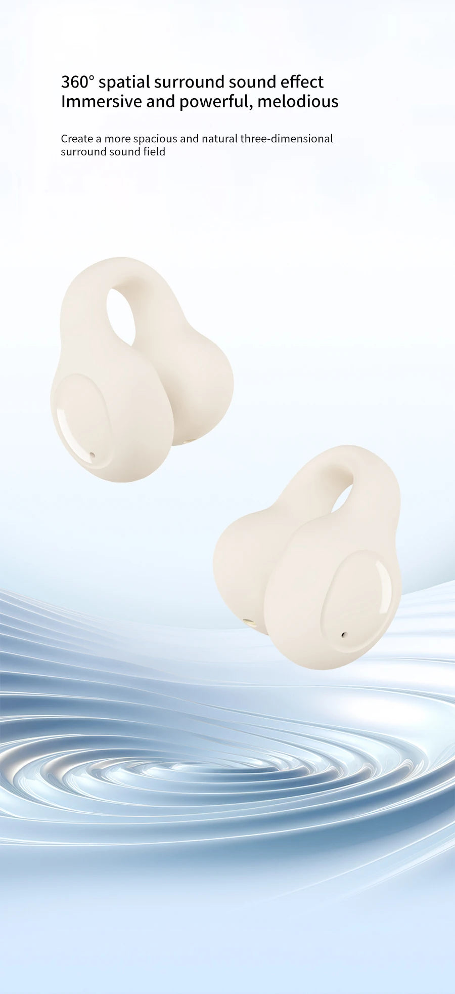 Lenovo Wireless Sport Earbuds Active Noise Cancelling Clip on Comfortable Headphones with Long Battery Life Hi-Fi Sound Bt 5.4