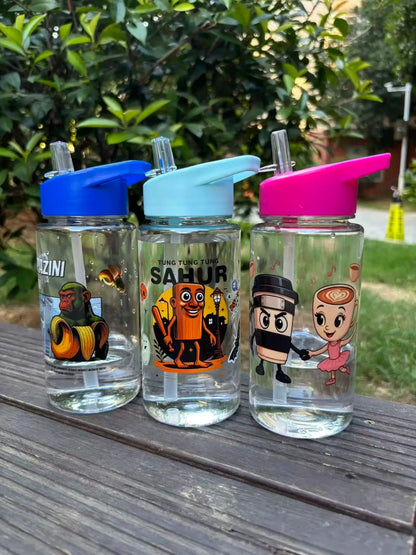 500ML Italian Brainrot Water Bottle Outdoor Drinking Cartoon Sports Cups Tung Tung Tung Sahur Tralalero Tralala Christmas Gift
