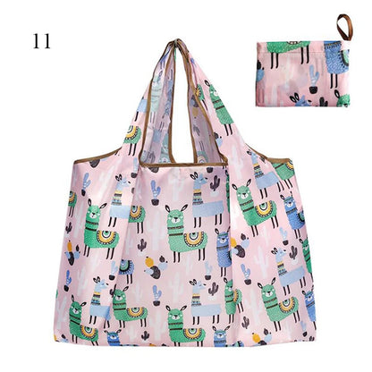 Eco-Friendly Printing Foldable Shopping Bag Tote Folding Pouch Handbags Convenient Large-capacity Thick For Travel Grocery Bag